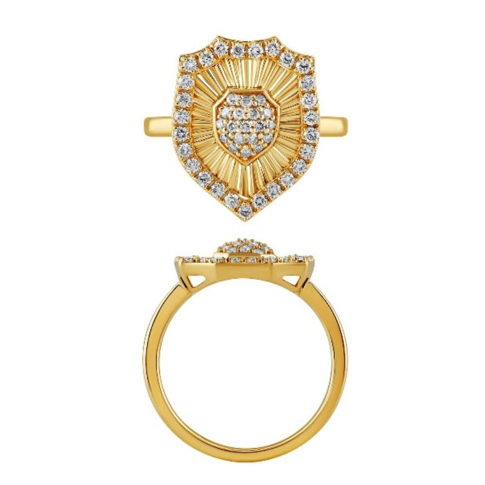 0.50 Carat Natural Diamond Shield Ring 14K Yellow Gold